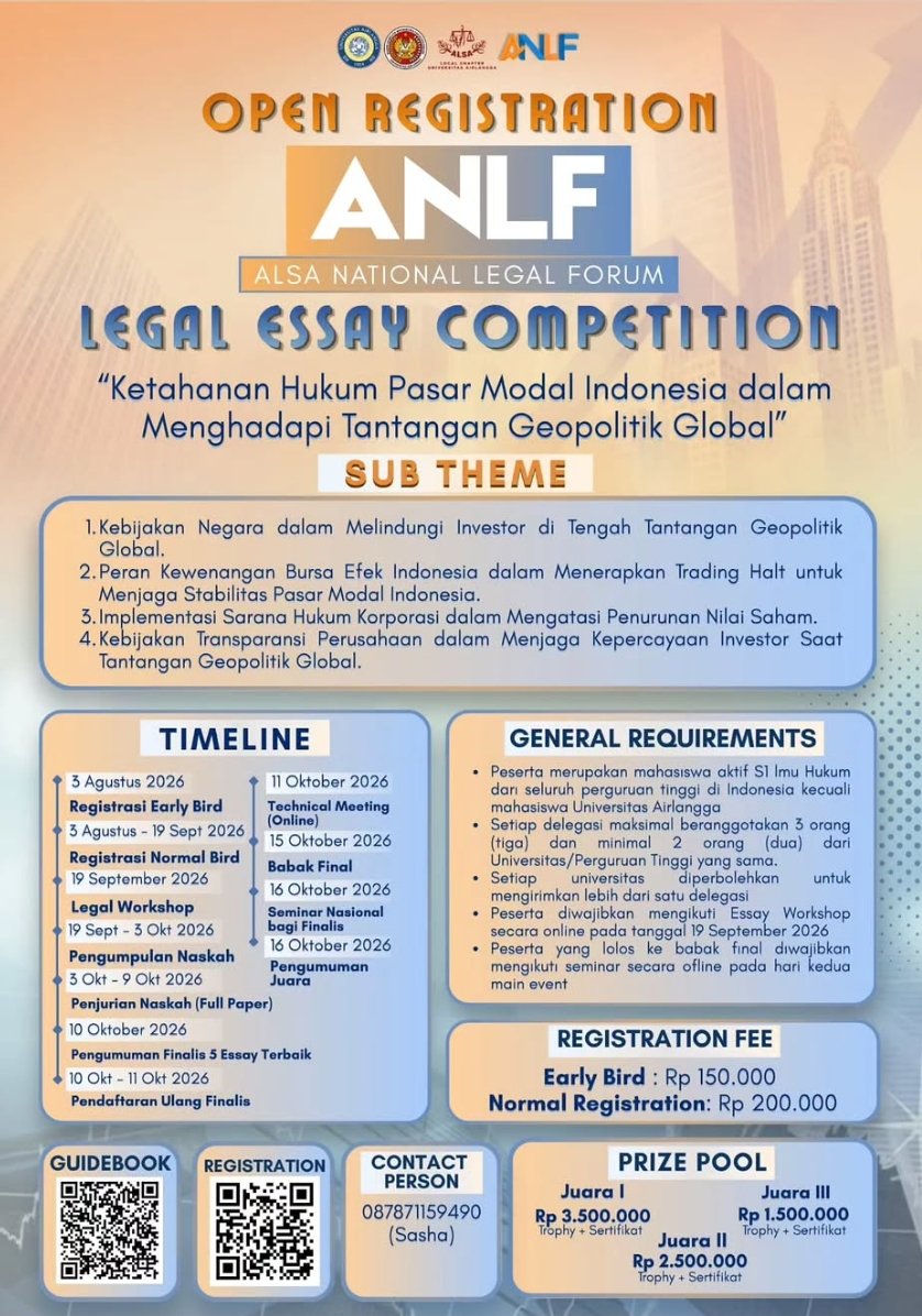 Poster ALSA NATIONAL LEGAL FORUM LEGAL ESSAY COMPETITION