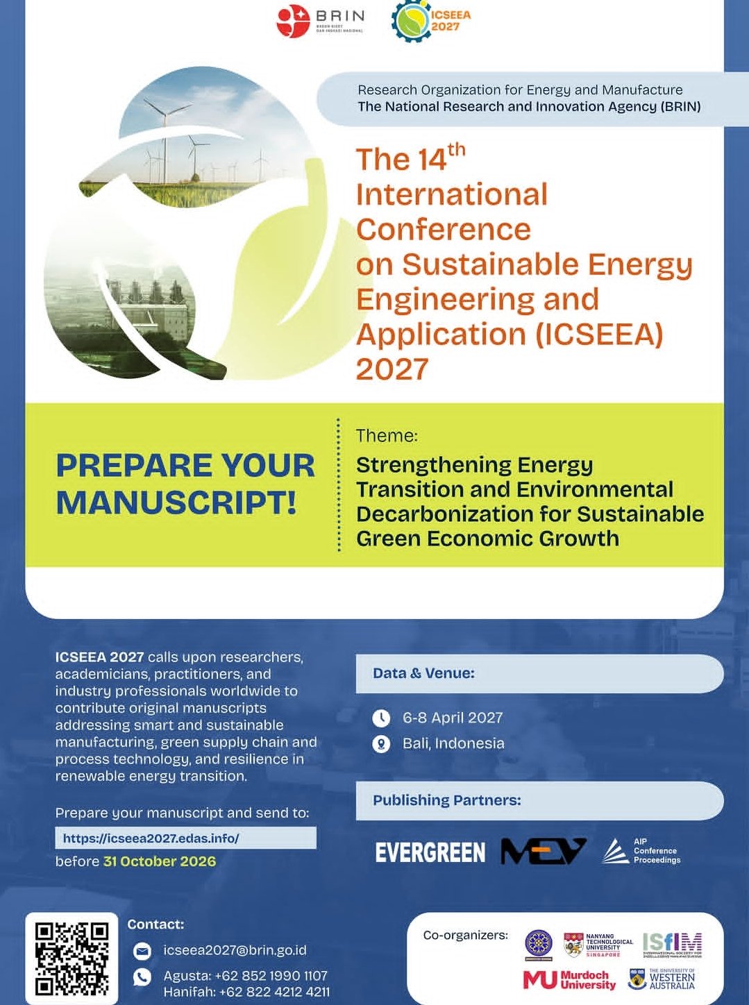 Poster CALL FOR PAPER INTERNATIONAL CONFERENCE ON SUSTAINABLE ENERGY ENGINEERING ENGINEERING AND APPLICATION (ICSEEA) 2027