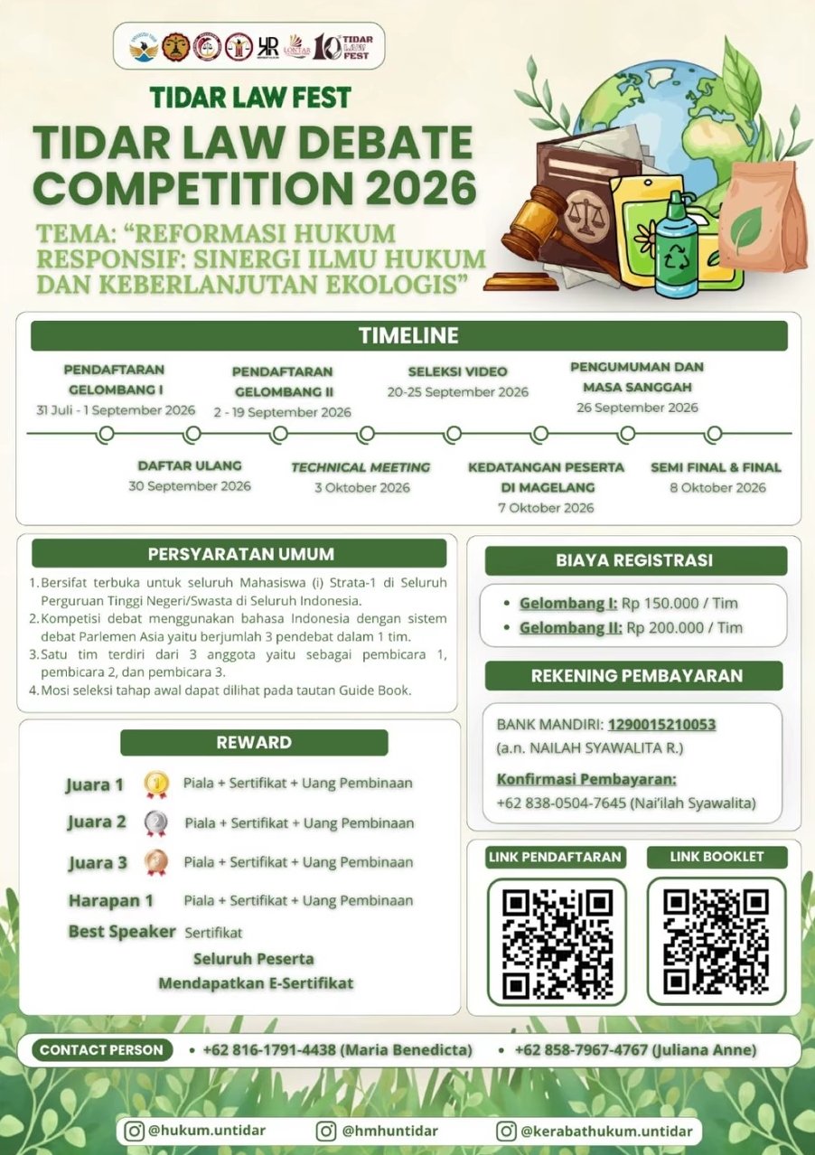 Poster TIDAR LAW DEBATE COMPETITION 2026